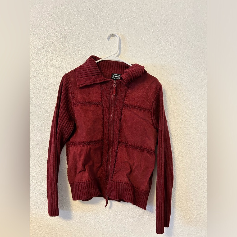 Leather Sweater Zip up